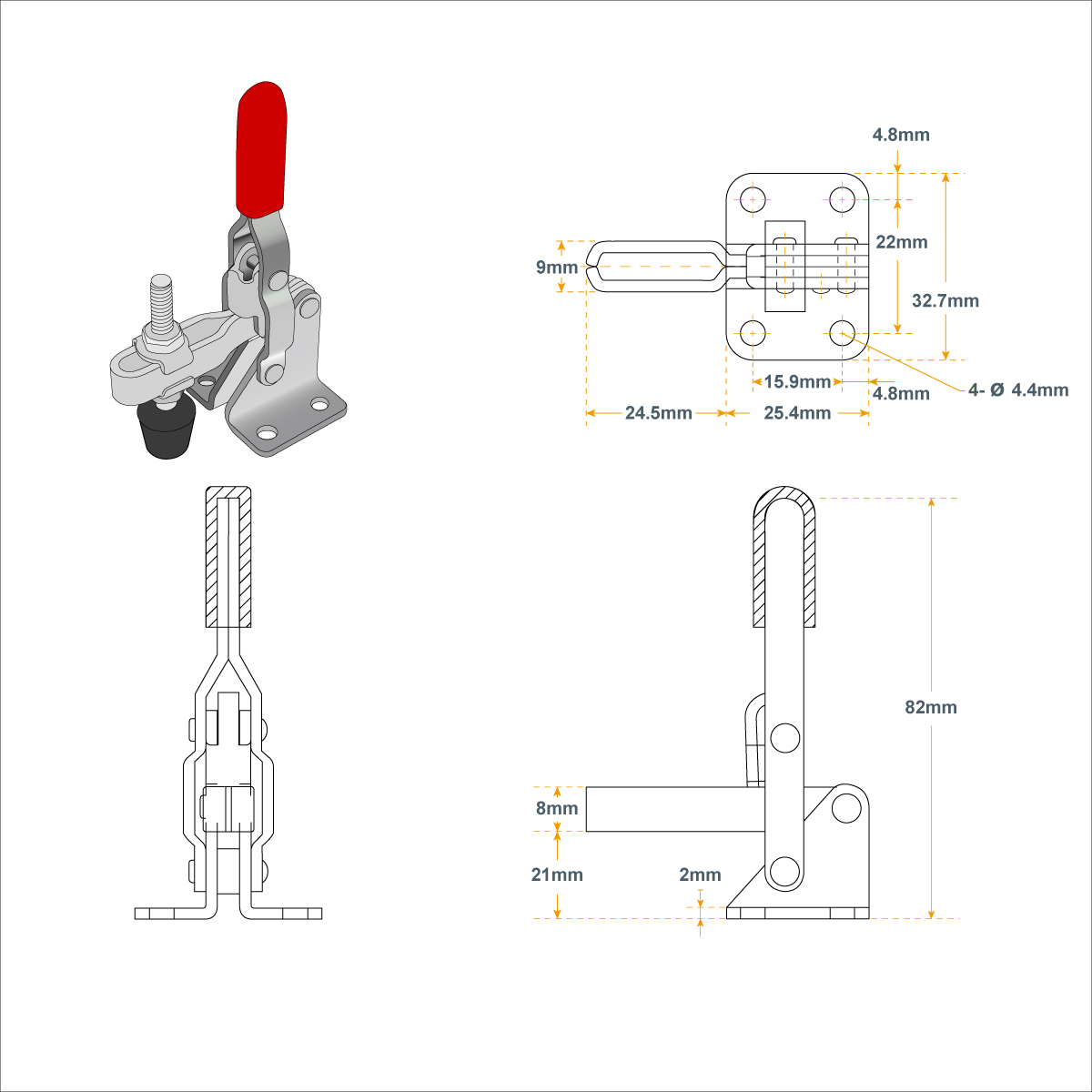 Vertical Toggle Clamp110 lbs. Avanti Systems Co. Ltd