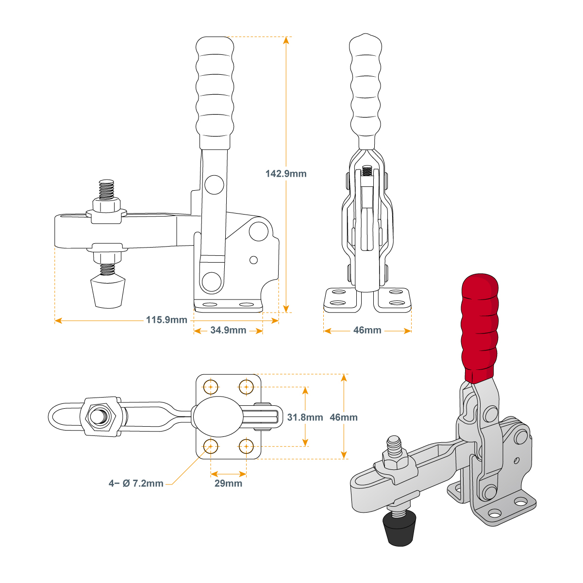 Vertical QuickRelease Toggle Clamp500 lbs. Avanti Systems Co. Ltd