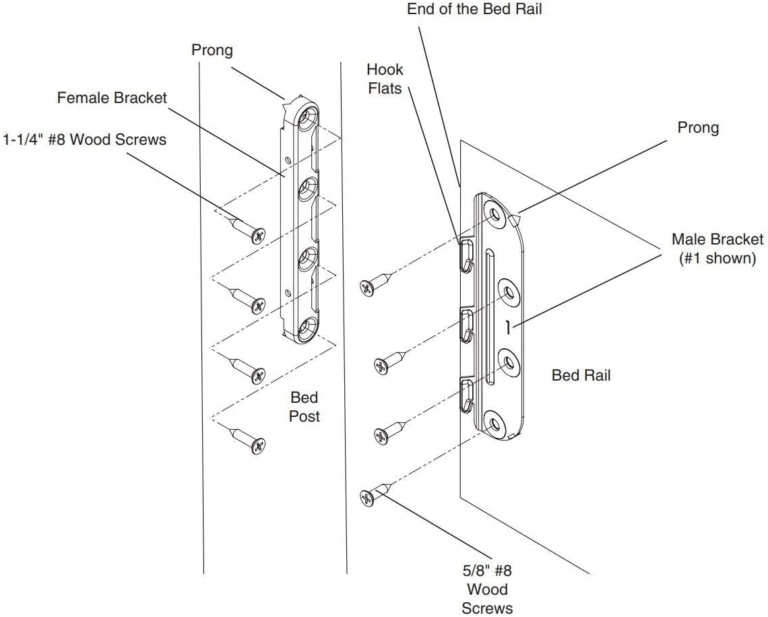 71425T Surface Mounted Bed Rail Brackets w Mounting Hardware - Avanti ...